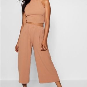Boohoo High Neck Crop & Long Culotte Co-Ord Set